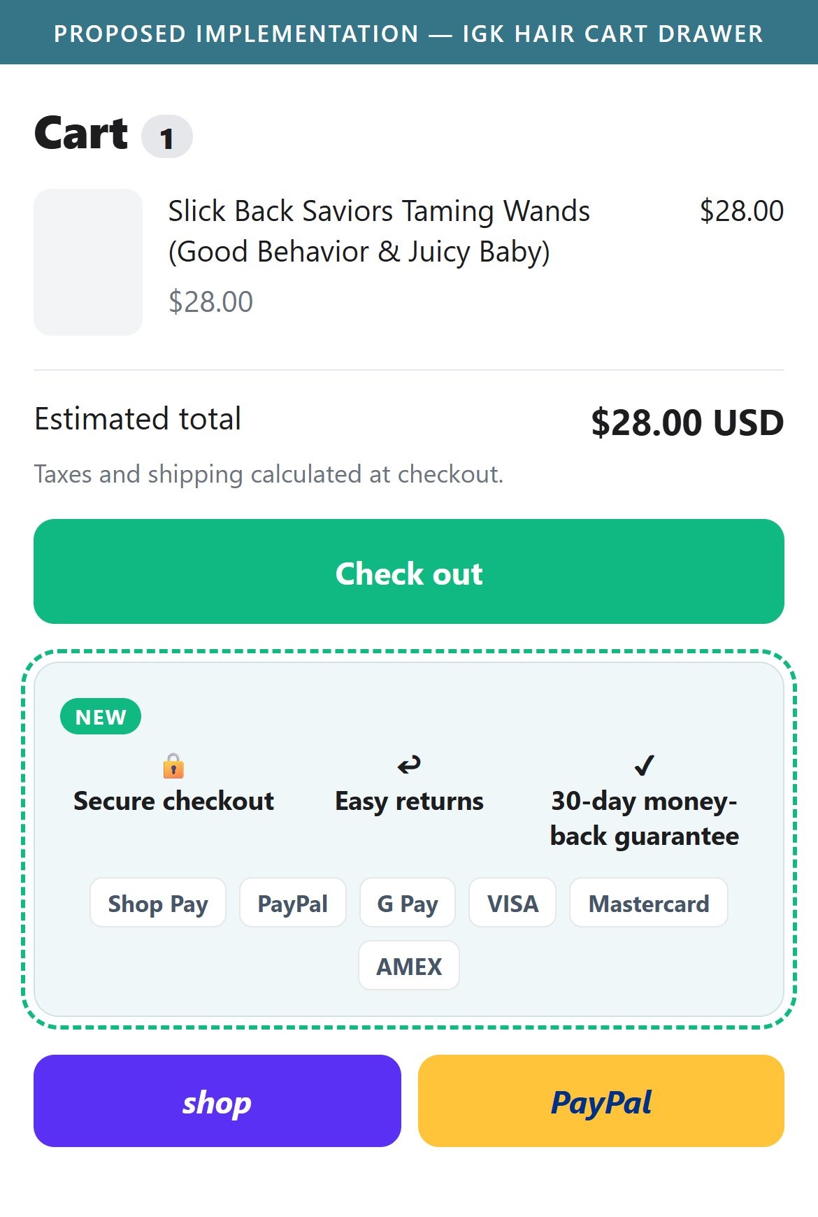 Proposed Implementation — IGK Hair Mobile Cart Drawer